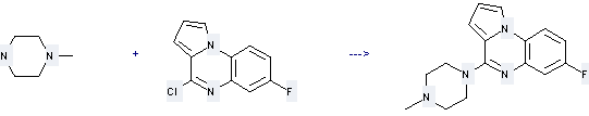 The 4-Chloro-7-fluoropyrrolo[1,2-a]quinoxaline can react with 1-Methyl-piperazine to get 7-Fluoro-4-(4-methyl-piperazin-1-yl)-pyrrolo[1,2-a]quinoxaline